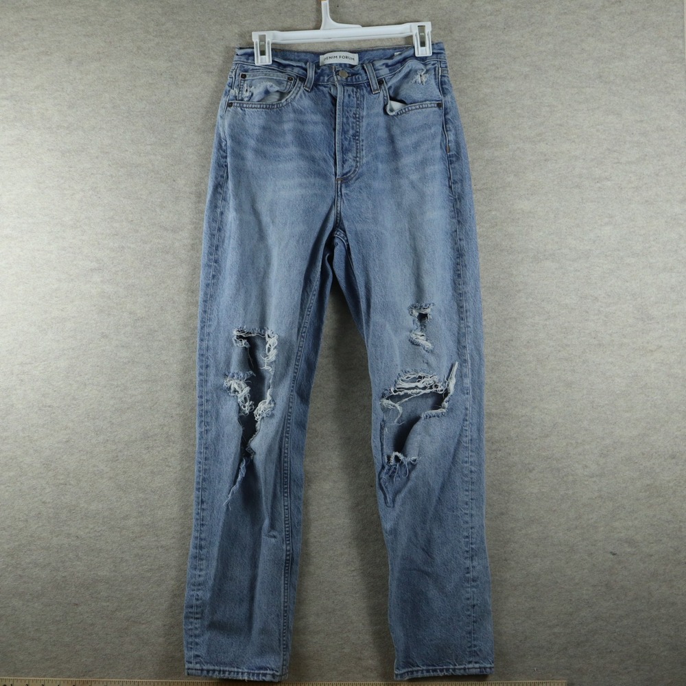Denim Forum The BF High Rise Loose 28L Jeans 27 Blue Distressed Boyfriend Y2K